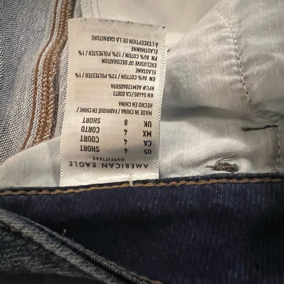 American Eagle size 4 short Distressed skinny dark blue jeggings - Picture 4 of 6